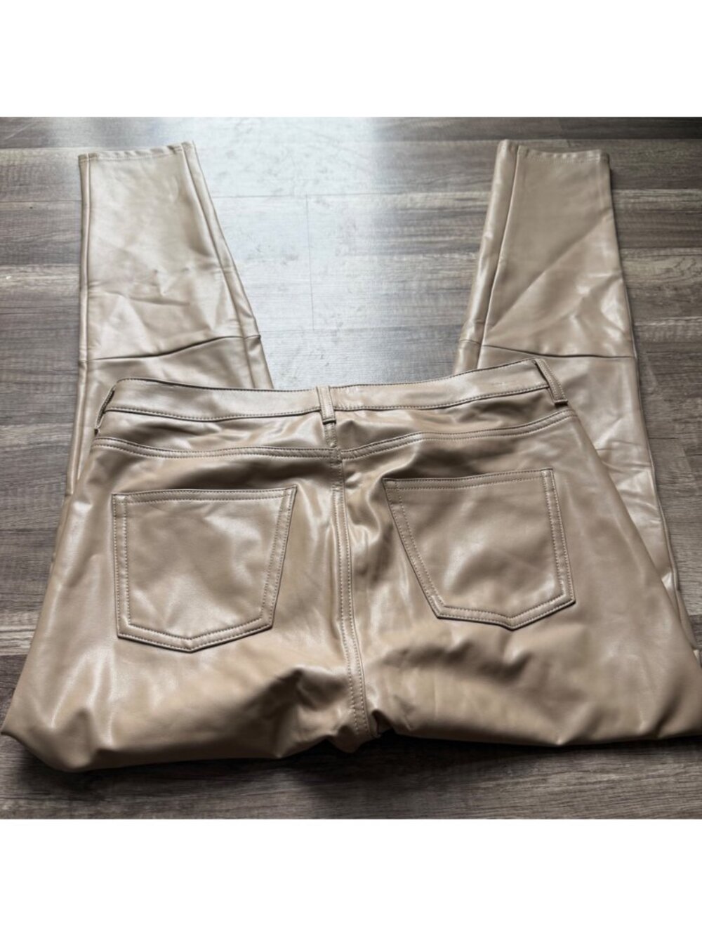 7 For All Mankind Faux Leather Skinny Pants In Taupe Size M - Picture 5 of 6